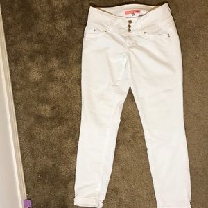 high waisted white jeans